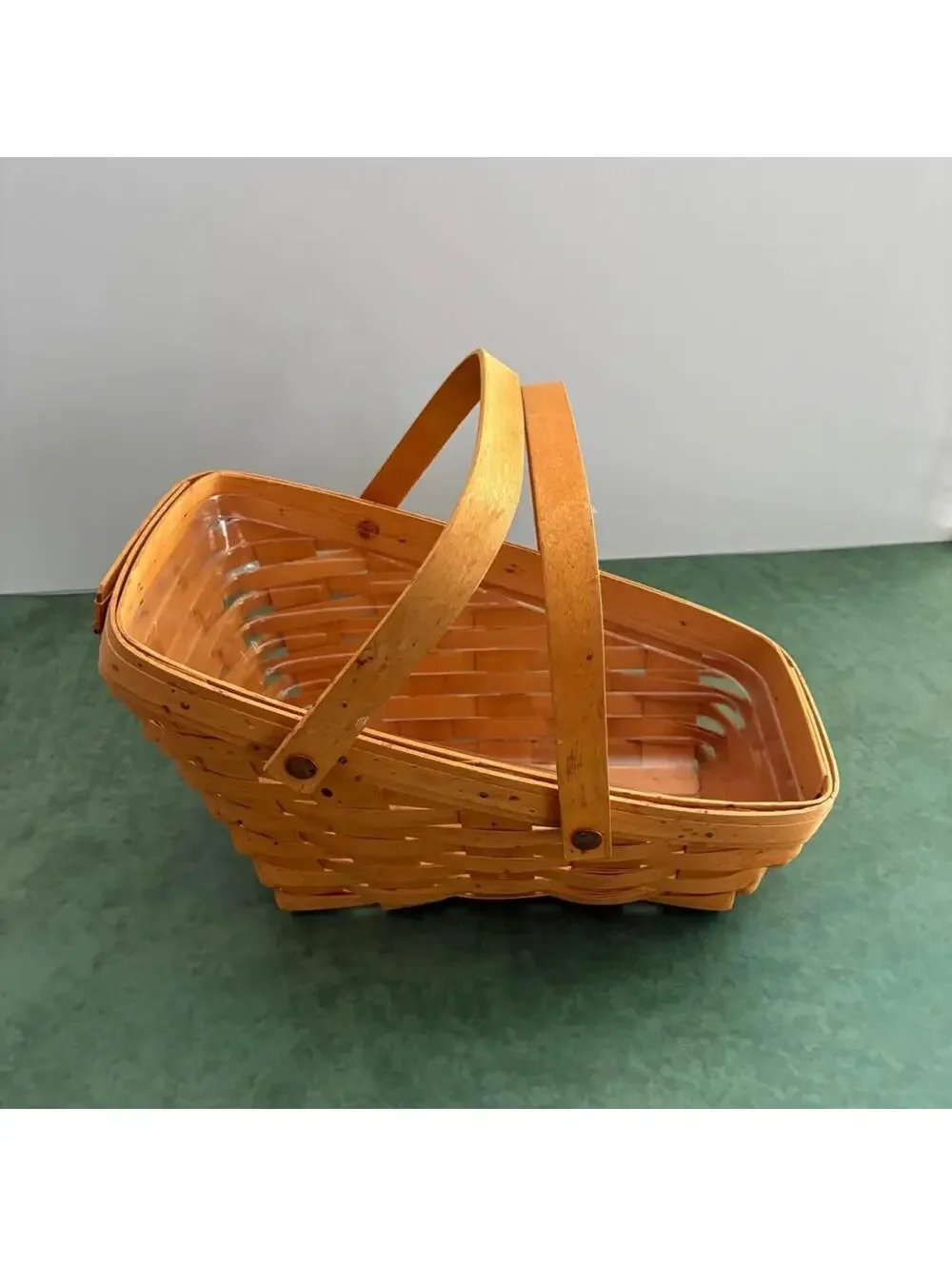 Longaberger Market Basket Signed 2000 Swing Handles Protector Liner Dresden OH